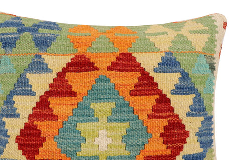 handmade Traditional Pillow Rust Blue Hand-Woven SQUARE 100% WOOL Hand woven turkish pillow2 x 2