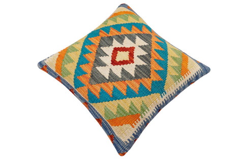 handmade Traditional Pillow Rust Blue Hand-Woven SQUARE 100% WOOL Hand woven turkish pillow2 x 2