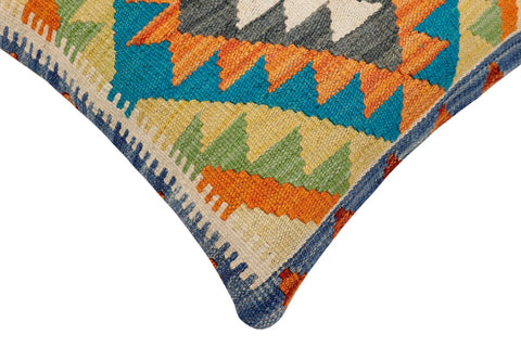 handmade Traditional Pillow Rust Blue Hand-Woven SQUARE 100% WOOL Hand woven turkish pillow2 x 2