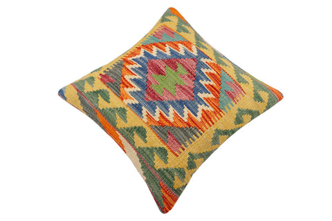 handmade Traditional Pillow Rust Blue Hand-Woven SQUARE 100% WOOL Hand woven turkish pillow2 x 2