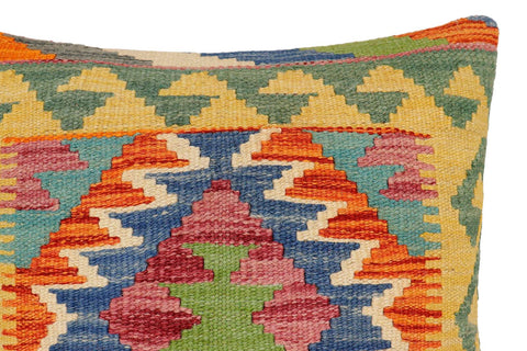handmade Traditional Pillow Rust Blue Hand-Woven SQUARE 100% WOOL Hand woven turkish pillow2 x 2
