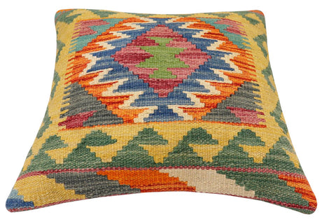 handmade Traditional Pillow Rust Blue Hand-Woven SQUARE 100% WOOL Hand woven turkish pillow2 x 2