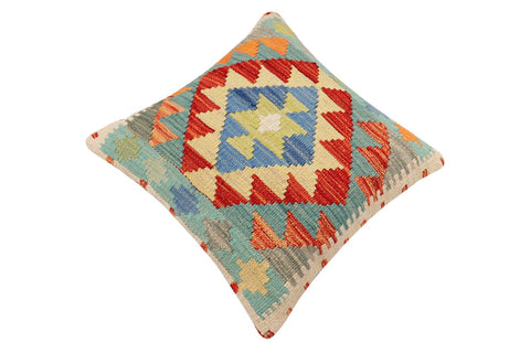handmade Traditional Pillow Rust Blue Hand-Woven SQUARE 100% WOOL Hand woven turkish pillow2 x 2