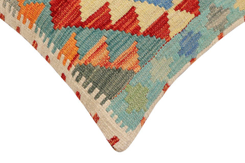 handmade Traditional Pillow Rust Blue Hand-Woven SQUARE 100% WOOL Hand woven turkish pillow2 x 2
