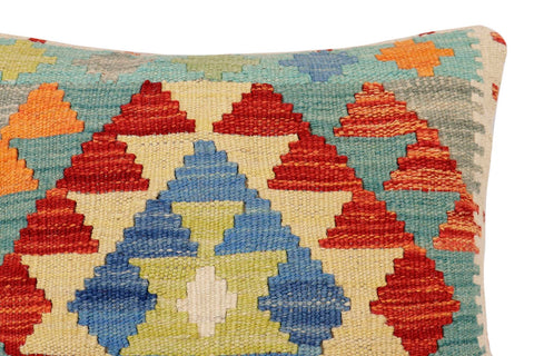 handmade Traditional Pillow Rust Blue Hand-Woven SQUARE 100% WOOL Hand woven turkish pillow2 x 2