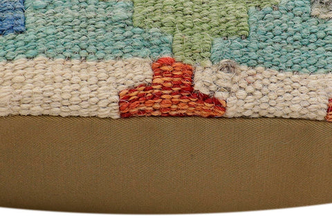 handmade Traditional Pillow Rust Blue Hand-Woven SQUARE 100% WOOL Hand woven turkish pillow2 x 2