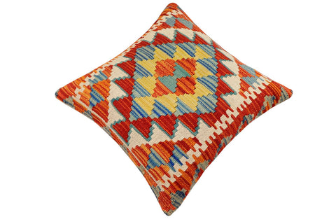 handmade Traditional Pillow Rust Blue Hand-Woven SQUARE 100% WOOL Hand woven turkish pillow2 x 2