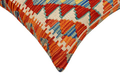 handmade Traditional Pillow Rust Blue Hand-Woven SQUARE 100% WOOL Hand woven turkish pillow2' x 2'