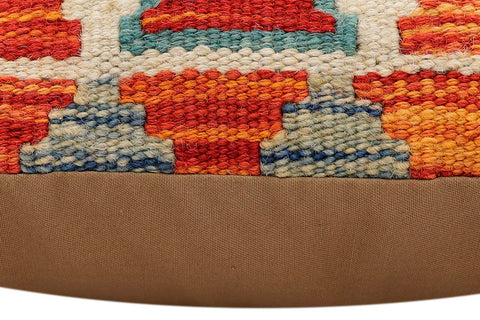 handmade Traditional Pillow Rust Blue Hand-Woven SQUARE 100% WOOL Hand woven turkish pillow2 x 2
