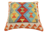 handmade Traditional Pillow Rust Blue Hand-Woven SQUARE 100% WOOL  Hand woven turkish pillow  2 x 2