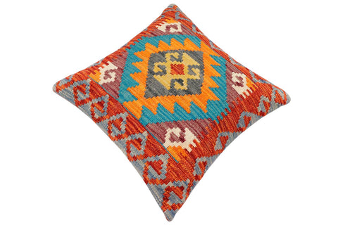 handmade Traditional Pillow Rust Blue Hand-Woven SQUARE 100% WOOL Hand woven turkish pillow2 x 2
