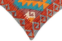 handmade Traditional Pillow Rust Blue Hand-Woven SQUARE 100% WOOL Hand woven turkish pillow2' x 2'