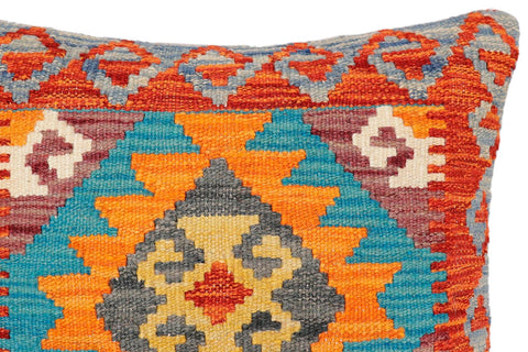 handmade Traditional Pillow Rust Blue Hand-Woven SQUARE 100% WOOL Hand woven turkish pillow2 x 2