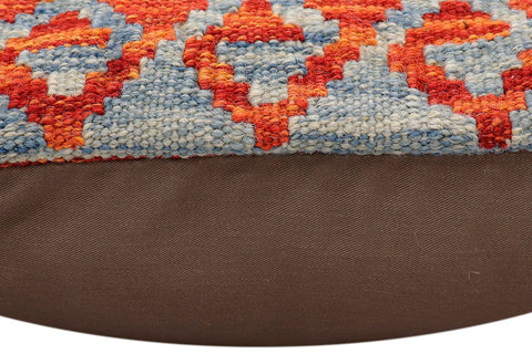 handmade Traditional Pillow Rust Blue Hand-Woven SQUARE 100% WOOL Hand woven turkish pillow2 x 2