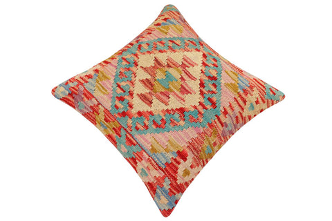 handmade Traditional Pillow Red Blue Hand-Woven SQUARE 100% WOOL Hand woven turkish pillow2 x 2