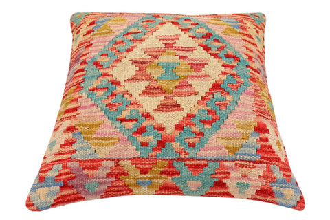 handmade Traditional Pillow Red Blue Hand-Woven SQUARE 100% WOOL Hand woven turkish pillow2 x 2
