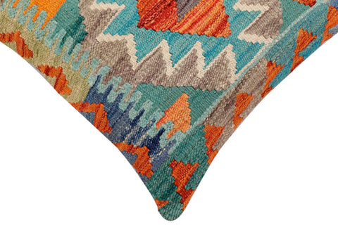 handmade Traditional Pillow Rust Blue Hand-Woven SQUARE 100% WOOL Hand woven turkish pillow2 x 2