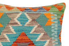 handmade Traditional Pillow Rust Blue Hand-Woven SQUARE 100% WOOL Hand woven turkish pillow2' x 2'