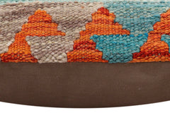 handmade Traditional Pillow Rust Blue Hand-Woven SQUARE 100% WOOL Hand woven turkish pillow2' x 2'