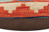handmade Traditional Pillow Rust Blue Hand-Woven SQUARE 100% WOOL  Hand woven turkish pillow  2 x 2