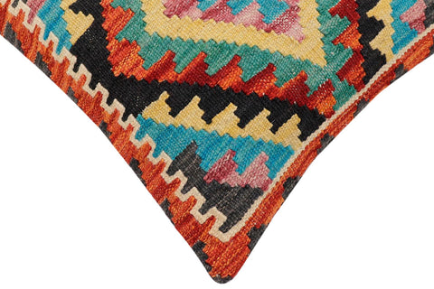 handmade Traditional Pillow Rust Blue Hand-Woven SQUARE 100% WOOL Hand woven turkish pillow2 x 2