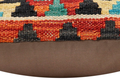 handmade Traditional Pillow Rust Blue Hand-Woven SQUARE 100% WOOL Hand woven turkish pillow2 x 2