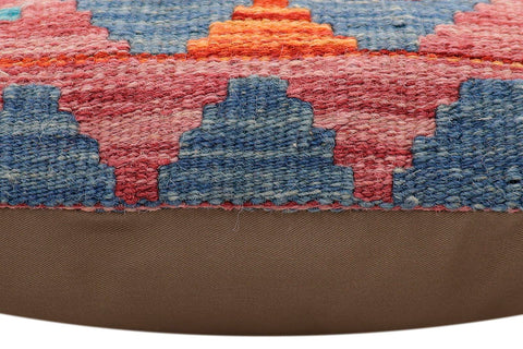 handmade Traditional Pillow Rust Blue Hand-Woven SQUARE 100% WOOL Hand woven turkish pillow2 x 2