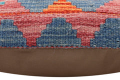 handmade Traditional Pillow Rust Blue Hand-Woven SQUARE 100% WOOL Hand woven turkish pillow2' x 2'