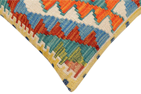 handmade Traditional Pillow Rust Blue Hand-Woven SQUARE 100% WOOL Hand woven turkish pillow2 x 2