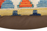 handmade Traditional Pillow Rust Blue Hand-Woven SQUARE 100% WOOL Hand woven turkish pillow2' x 2'