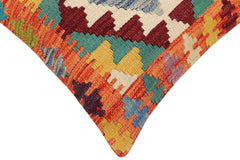 handmade Traditional Pillow Rust Blue Hand-Woven SQUARE 100% WOOL Hand woven turkish pillow2' x 2'