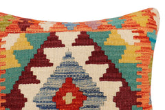 handmade Traditional Pillow Rust Blue Hand-Woven SQUARE 100% WOOL Hand woven turkish pillow2' x 2'