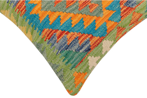 handmade Traditional Pillow Rust Blue Hand-Woven SQUARE 100% WOOL Hand woven turkish pillow2 x 2