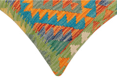 handmade Traditional Pillow Rust Blue Hand-Woven SQUARE 100% WOOL Hand woven turkish pillow2' x 2'