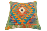 handmade Traditional Pillow Rust Blue Hand-Woven SQUARE 100% WOOL Hand woven turkish pillow2' x 2'