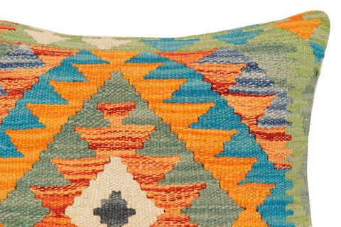 handmade Traditional Pillow Rust Blue Hand-Woven SQUARE 100% WOOL Hand woven turkish pillow2 x 2