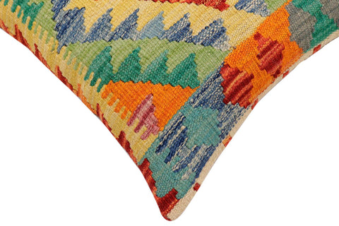 handmade Traditional Pillow Rust Blue Hand-Woven SQUARE 100% WOOL  Hand woven turkish pillow  2 x 2