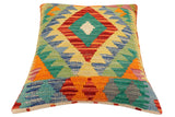handmade Traditional Pillow Rust Blue Hand-Woven SQUARE 100% WOOL  Hand woven turkish pillow  2 x 2
