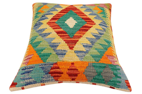 handmade Traditional Pillow Rust Blue Hand-Woven SQUARE 100% WOOL  Hand woven turkish pillow  2 x 2