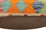 handmade Traditional Pillow Rust Blue Hand-Woven SQUARE 100% WOOL  Hand woven turkish pillow  2 x 2
