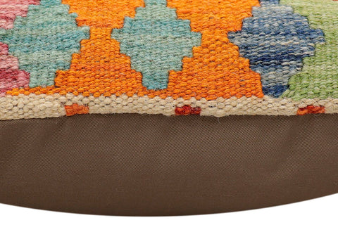 handmade Traditional Pillow Rust Blue Hand-Woven SQUARE 100% WOOL  Hand woven turkish pillow  2 x 2