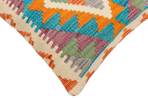 handmade Traditional Pillow Rust Blue Hand-Woven SQUARE 100% WOOL Hand woven turkish pillow2 x 2