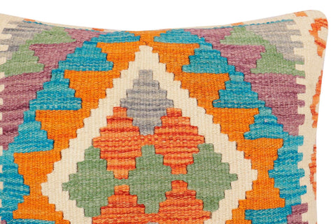handmade Traditional Pillow Rust Blue Hand-Woven SQUARE 100% WOOL Hand woven turkish pillow2 x 2