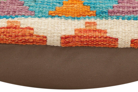 handmade Traditional Pillow Rust Blue Hand-Woven SQUARE 100% WOOL Hand woven turkish pillow2 x 2