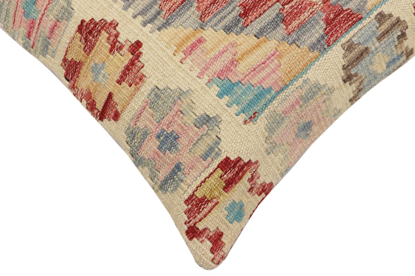 handmade Traditional Pillow Red Blue Hand-Woven SQUARE 100% WOOL Hand woven turkish pillow2' x 2'