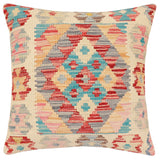 handmade Traditional Pillow Red Blue Hand-Woven SQUARE 100% WOOL Hand woven turkish pillow2' x 2'