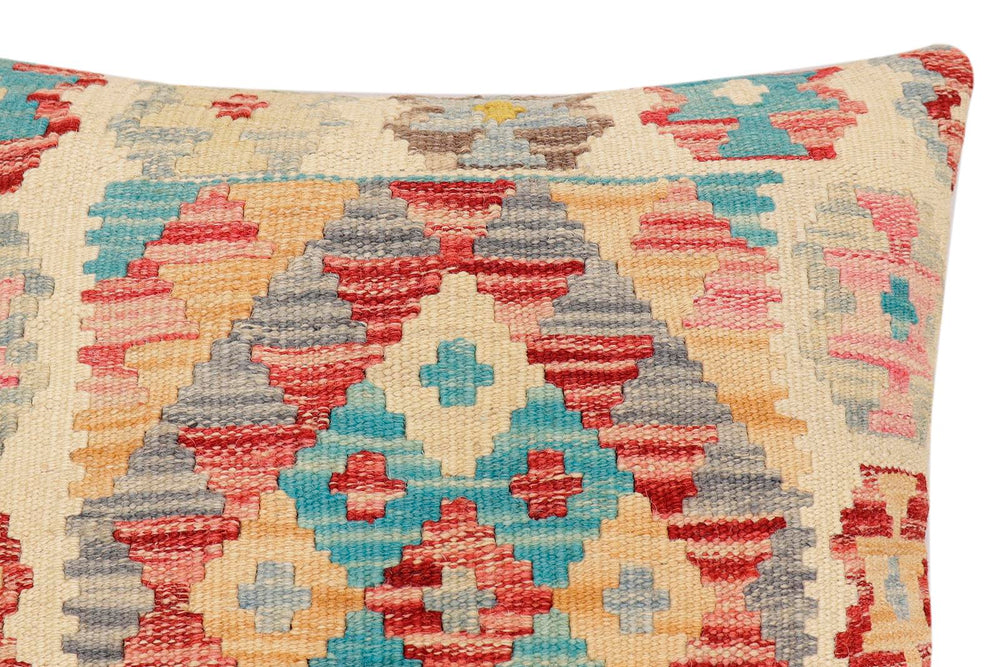 handmade Traditional Pillow Red Blue Hand-Woven SQUARE 100% WOOL Hand woven turkish pillow2' x 2'