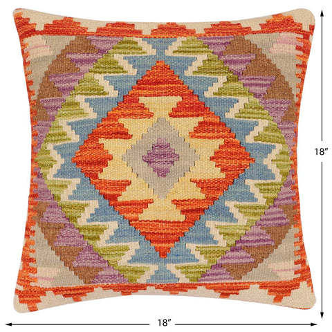 handmade Traditional Pillow Rust Blue Hand-Woven SQUARE 100% WOOL Hand woven turkish pillow2 x 2