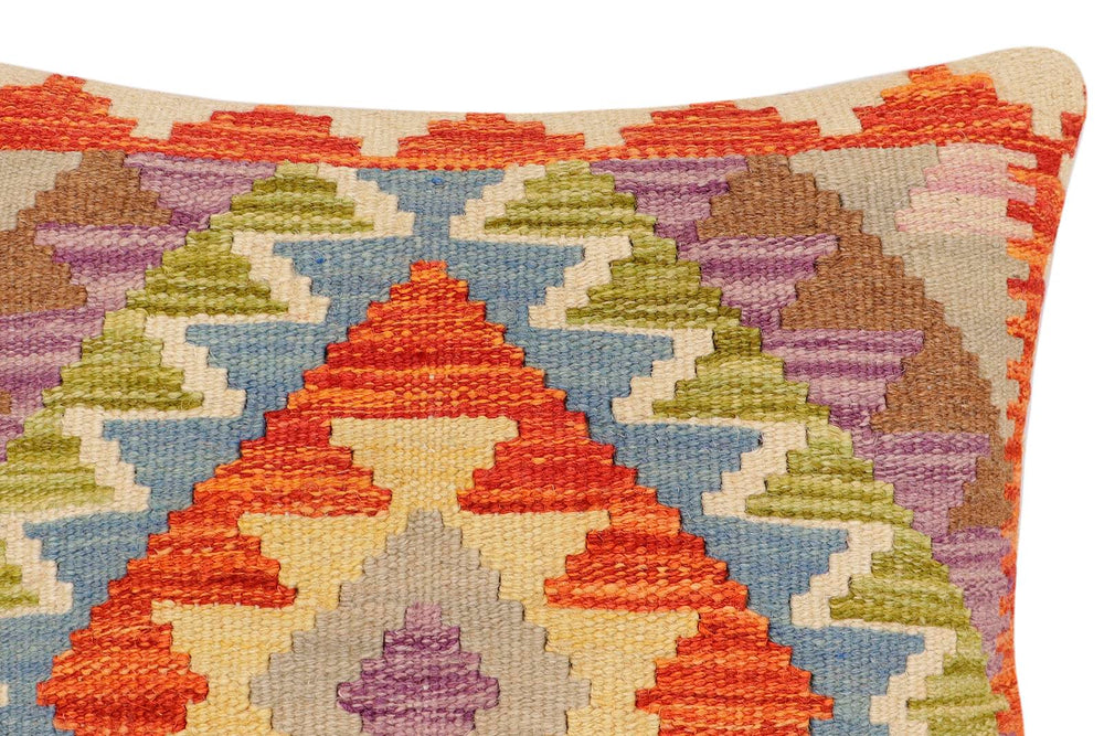 handmade Traditional Pillow Rust Blue Hand-Woven SQUARE 100% WOOL Hand woven turkish pillow2' x 2'