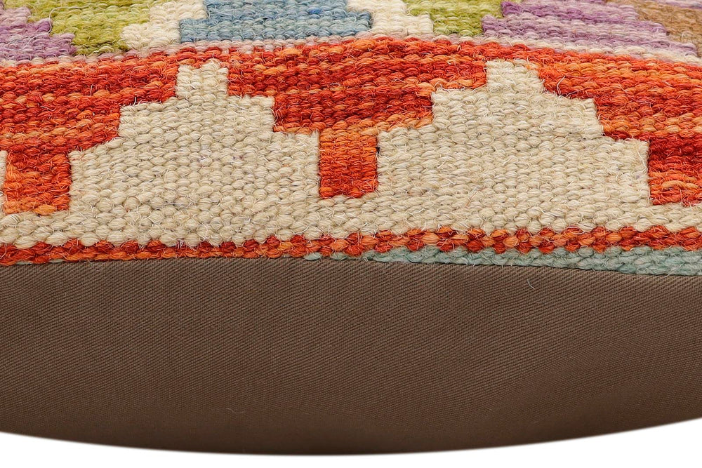 handmade Traditional Pillow Rust Blue Hand-Woven SQUARE 100% WOOL Hand woven turkish pillow2' x 2'